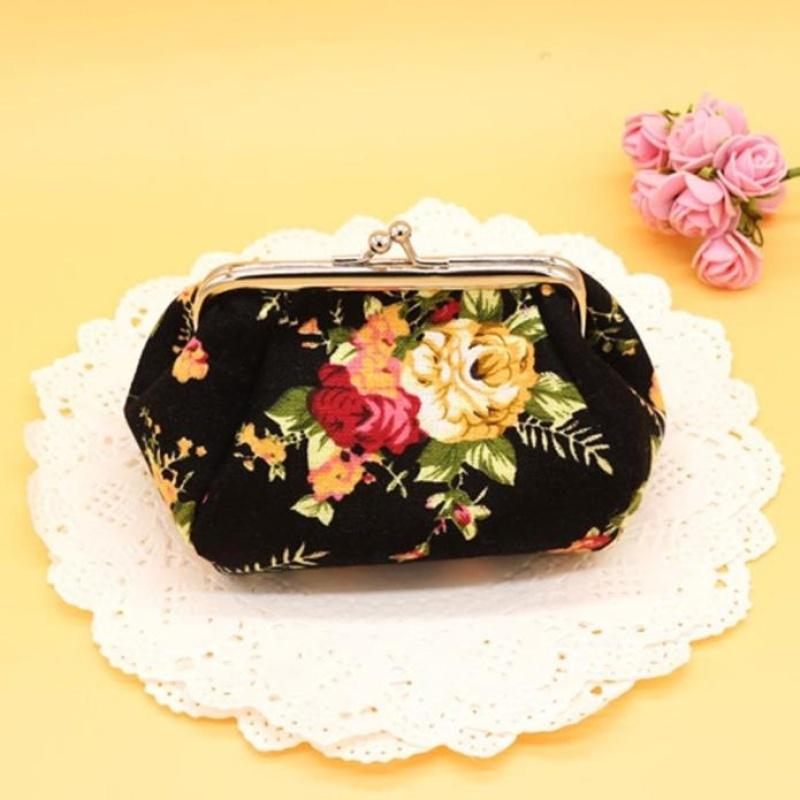 Женский мини-клатч с цветочным принтом, кошелек с застежкой, милый чехол для монет, сумка