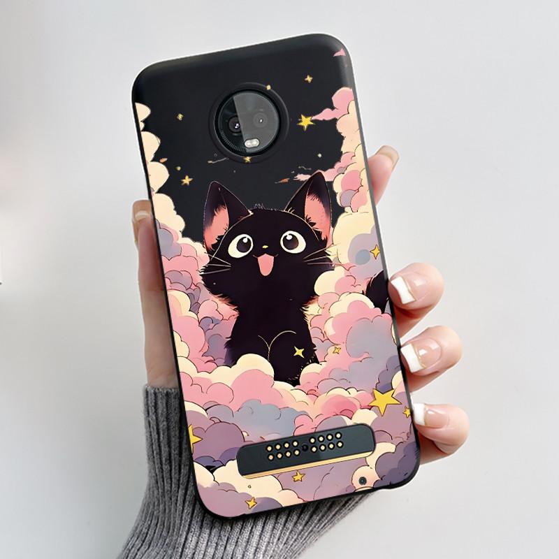 Чехол для Motorola Moto Z3 Play Красивый узор с маленькой девочкой Ударопрочный Мягкий чехол-бампер Силиконовый Желе Черный чехол