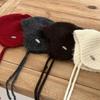 Rabbit Fur Earflap Hat Solid Color Ear Cap Cute Knit Cap  Girls