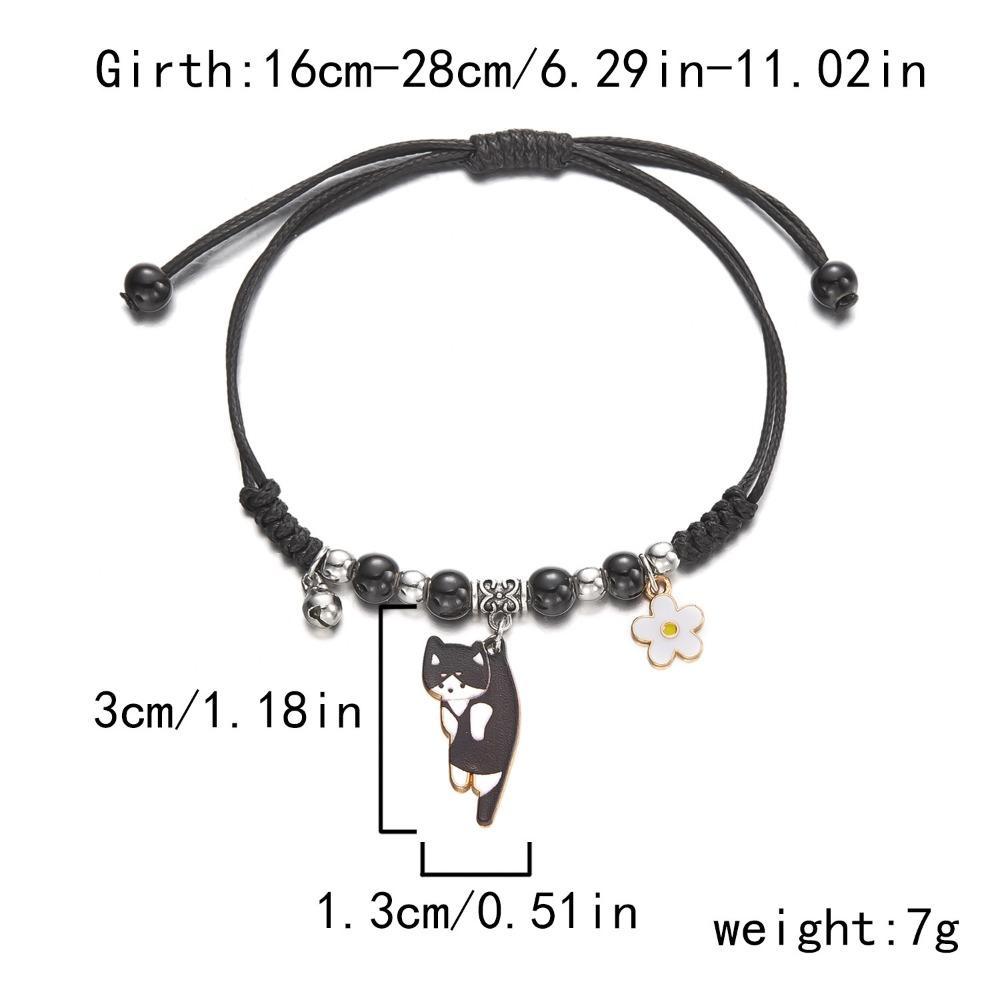Hand Rope Handmade Bead Bracelet Woven Cartoon Hand Ring Retro Cat Bracelet Decoration
