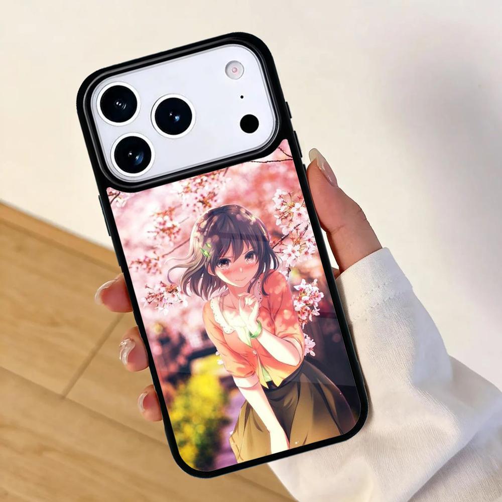 Japanese Sakura Anime Girl Mobile Phone Case for IPhone 17 AIR 16pro Max 15 14 13 12 11 Bumper Cover