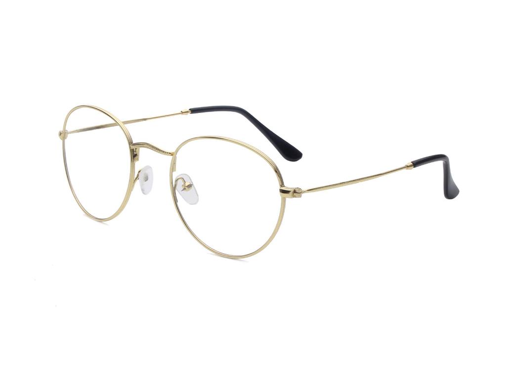 Retro Metal Round Patterned Edge Eyeglasses 3447 - Trendy Harajuku-Inspired Plano Glasses