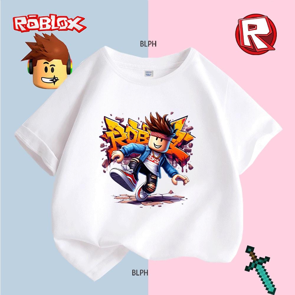 Крутая детская футболка с принтом персонажа Roblox, модная повседневная футболка с коротким рукавом для мальчиков и девочек, летняя одежда