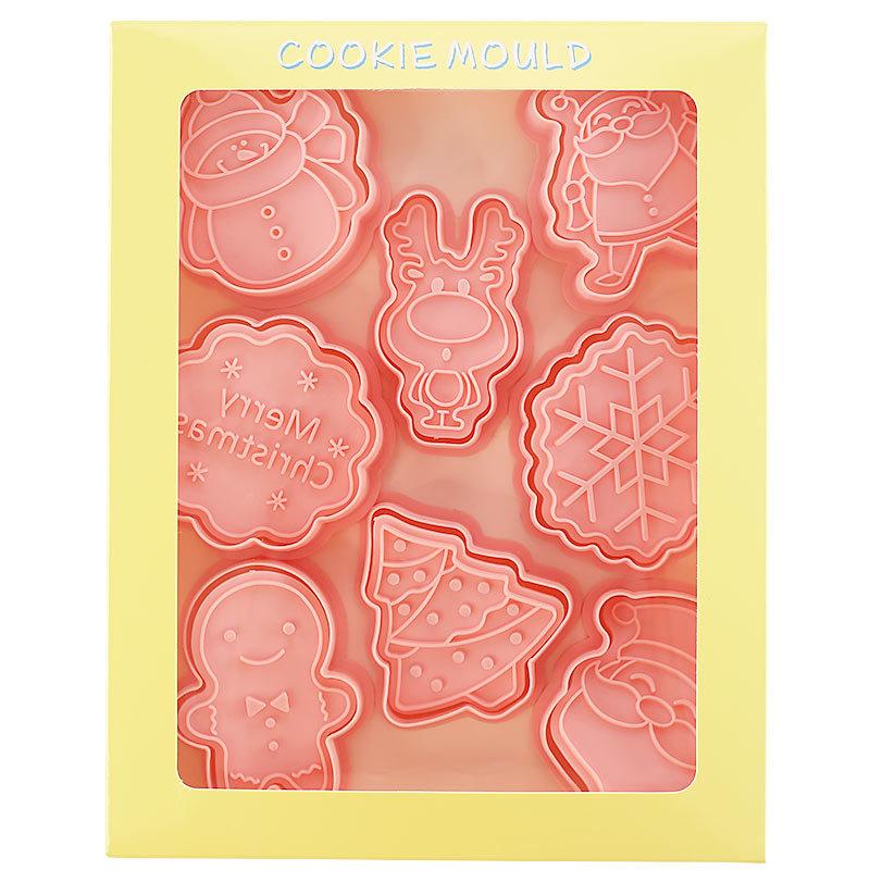 8 Pcs DIY Christmas Cartoon Biscuit Mould 3D ABS Plastic Baking Tool