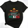 Футболка с графическим принтом Viva Mexico, с круглым вырезом, женская, футболка с графическим изображением флага Мексики, футболки для женщин на День Независимости, повседневные