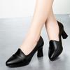Женские туфли на высоком каблуке 5 см/7 см, удобные туфли на среднем каблуке, мягкая подошва, тонкая обувь, модные туфли-лодочки с острым носком, черные туфли на каблуке, женская кожаная рабочая обувь