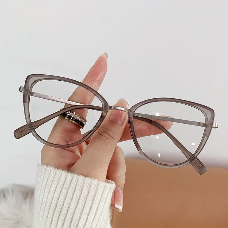 Fashion Cat Eye Frame Eyeglasses Photochromic Blue Light Blocking Glasses Women Men Fashion Metal Optical Spectacles Eyewear