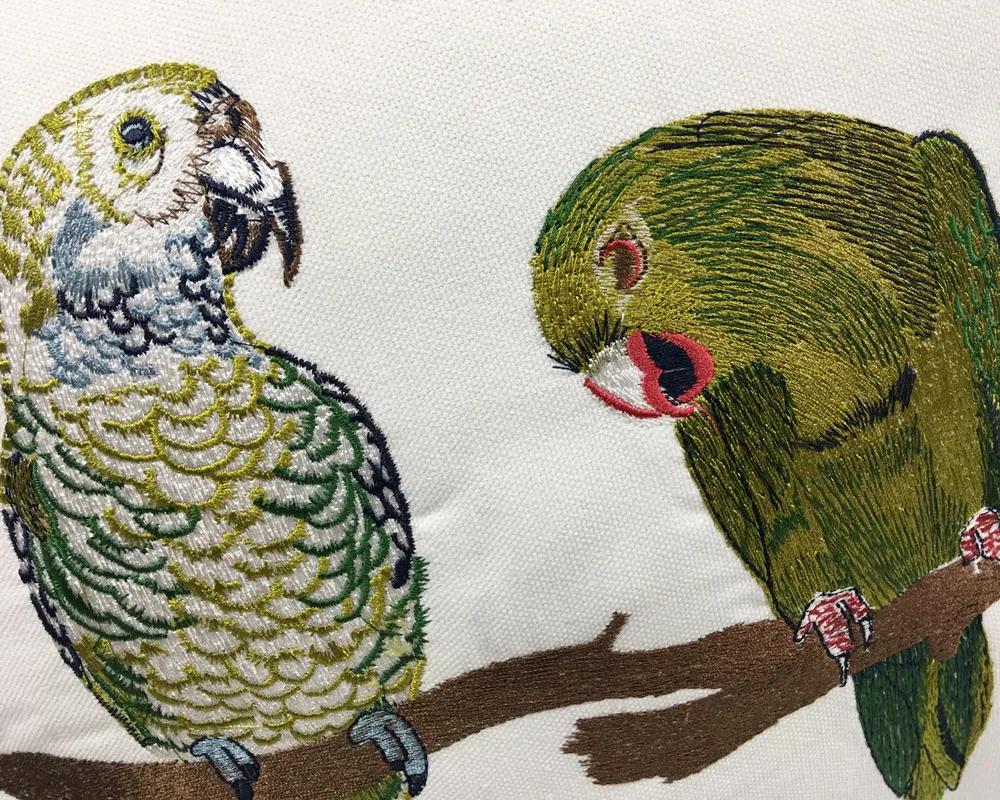 Роскошная вышивка попугаи растения дизайнерская наволочка для диванной подушки птица холст домашняя кровать декоративный чехол 45 x 45 см продажа поштучно