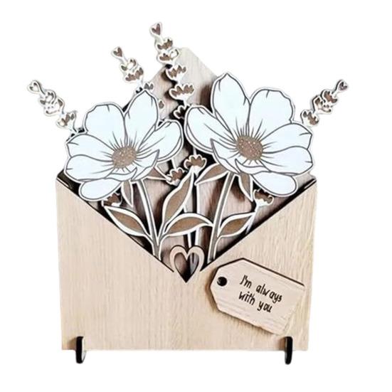 Деревянная цветочная открытка с подставками Экологичный персонализированный конверт Цветочная коробка Подарок на День матери