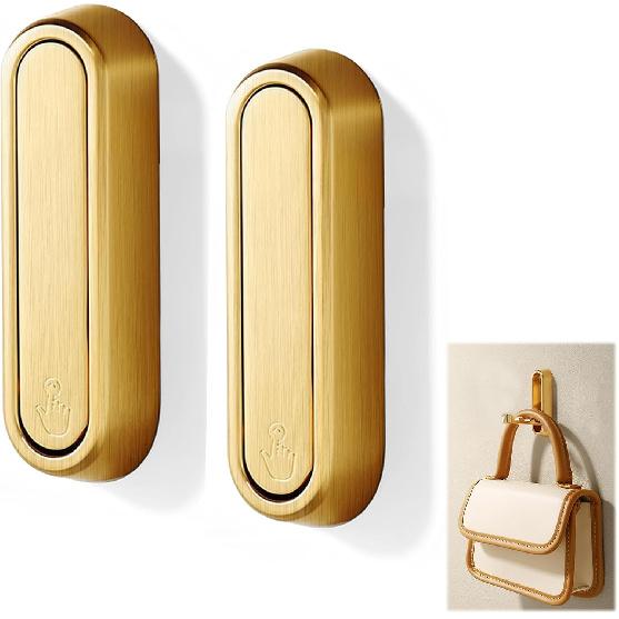 Folding Wall Hooks, 2 Pack Heavy Duty Space Saving Folding Coat Hooks - Zinc Alloy Wall Mounted Hooks for Hanging Coat Towels Clothes Hat Bags Keys