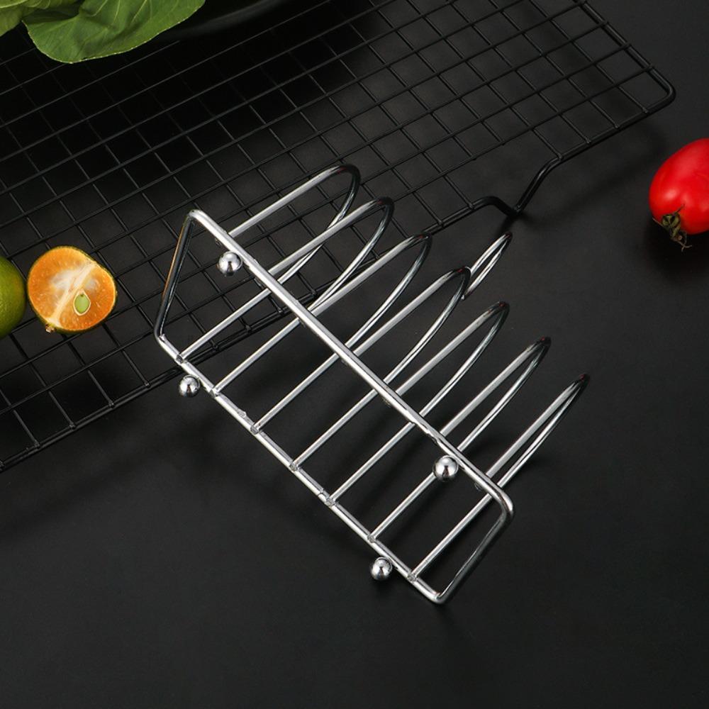 6 Slots Bread Rack Stainless Steel Cooling Cooling Holder Dish Rack Slices Toast Rack  Sponge