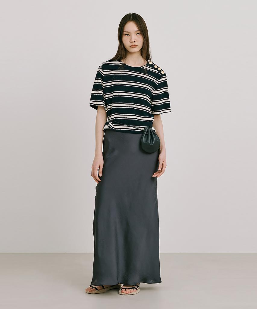 WNDERKAMMER Stripe Jacquard Knit Short Sleeve T-Shirt_Navy