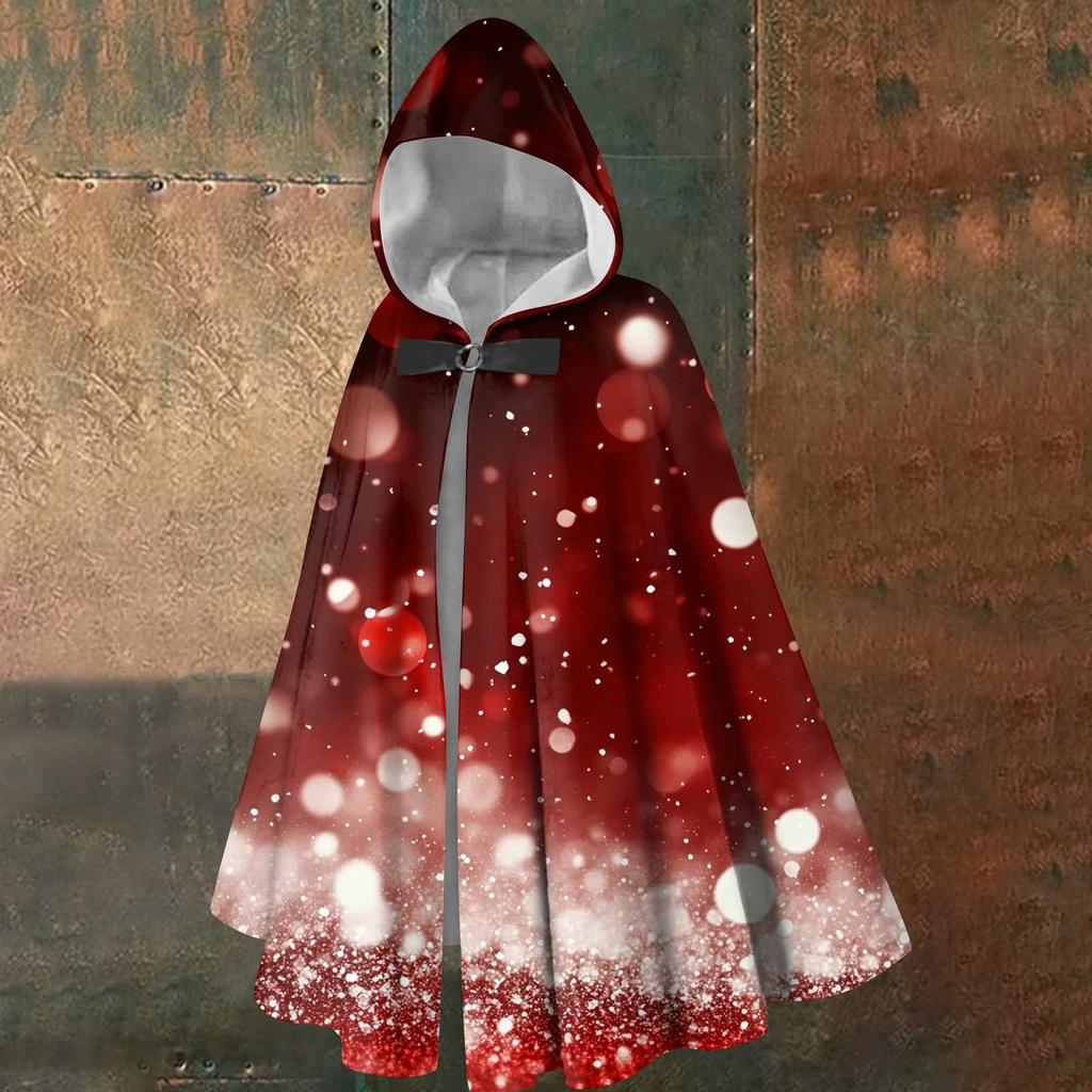 Christmas Print - Unisex Retro Vertical Cape Long Hooded Cape