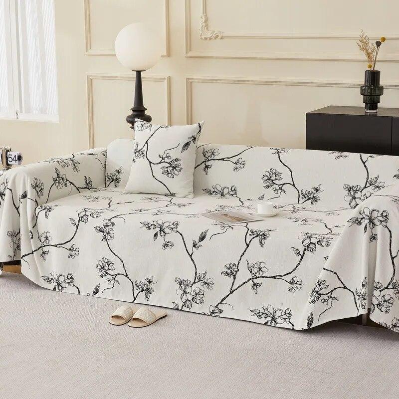 Двусторонний чехол для дивана из синели, одеяла с цветочным принтом, многофункциональное одеяло для дивана, полотенце, чехол для стула, подходит для всех сезонов