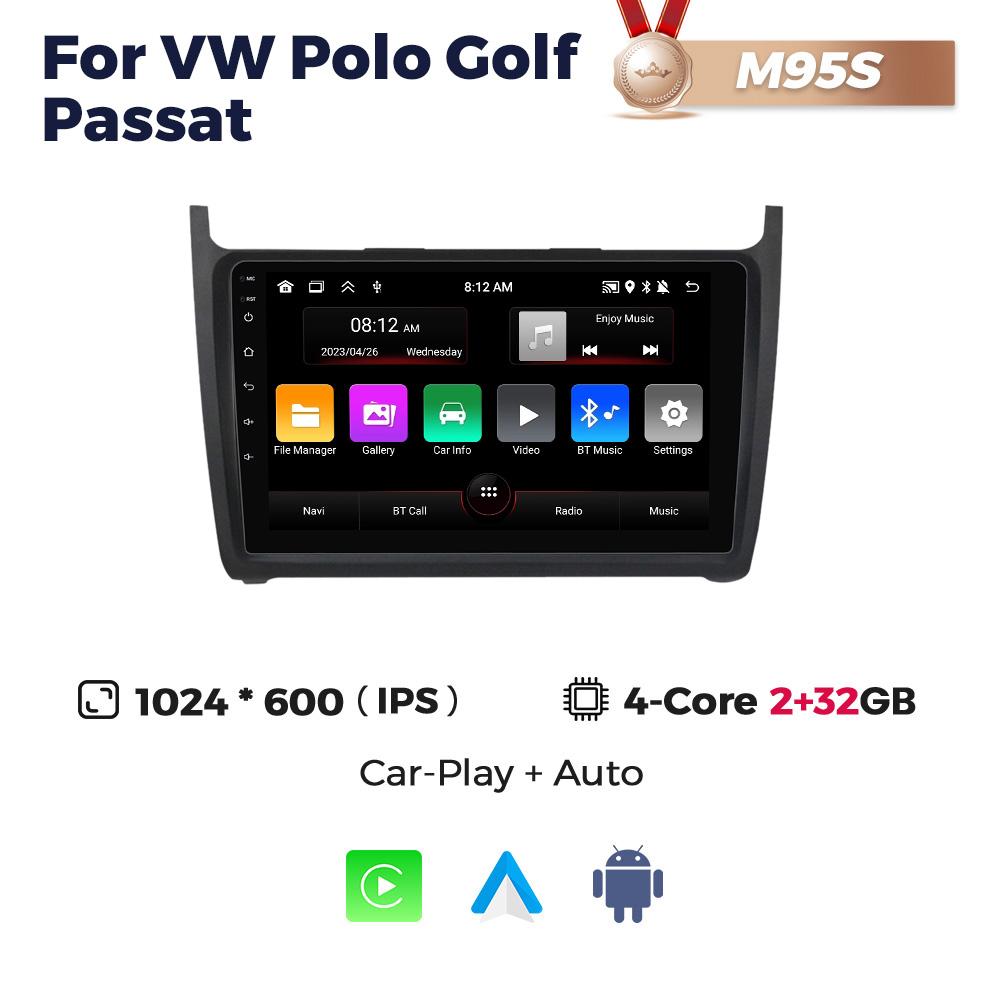 Navifly Wireless CarPlay Android Auto Radio для VW Volkswagen POLO 5 sedan 2008-2020 5G WIFI Car Multimedia 2DIN Stereo Receiver