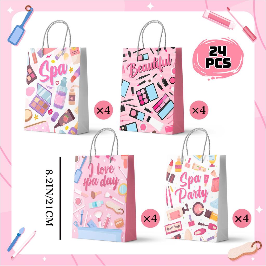 Пакеты для подарков на спа-вечеринку, 24 шт. Подарочные пакеты для спа-вечеринки, Пакеты для угощений для спа-вечеринки, Пакеты для спа-вечеринки для украшения вечеринки с макияжем, Пакеты для вечеринки в спа-тематике