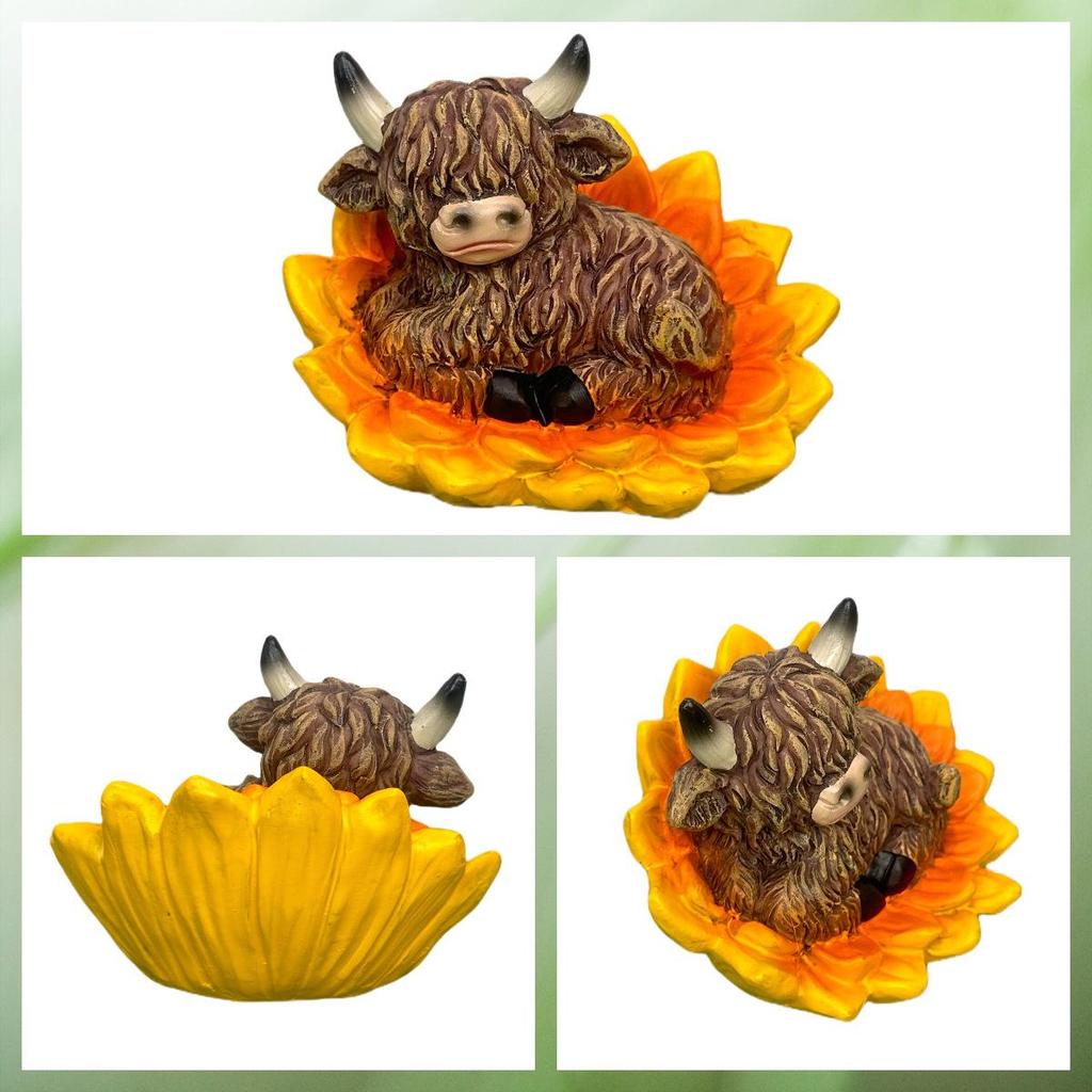 Highland Cow Sunflower Garden Ornament - Outdoor Resin Decoration Gift