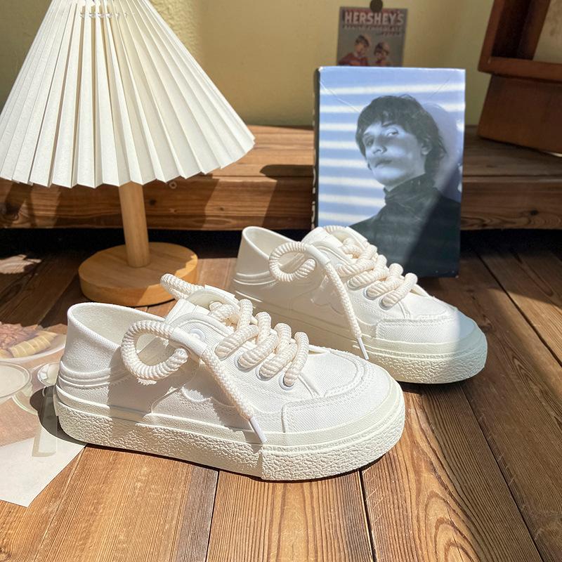 Casual Women's Canvas Shoes Breathable Flat Bottom Comfortable 2024 New Fashion Simple All-match Little White Shoes Summertime