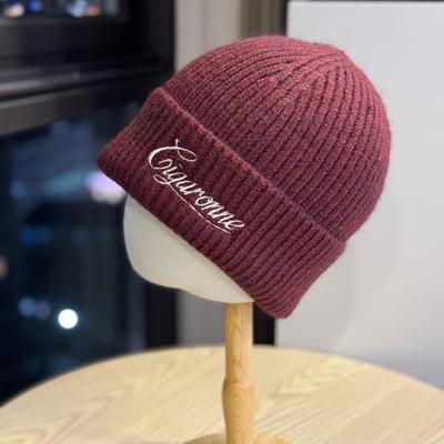 Новая бордовая шерстяная шляпа шляпа в американском стиле большой обхват головы маленькое лицо зимняя холодная шляпа утолщенная модная теплая вязаная шапка