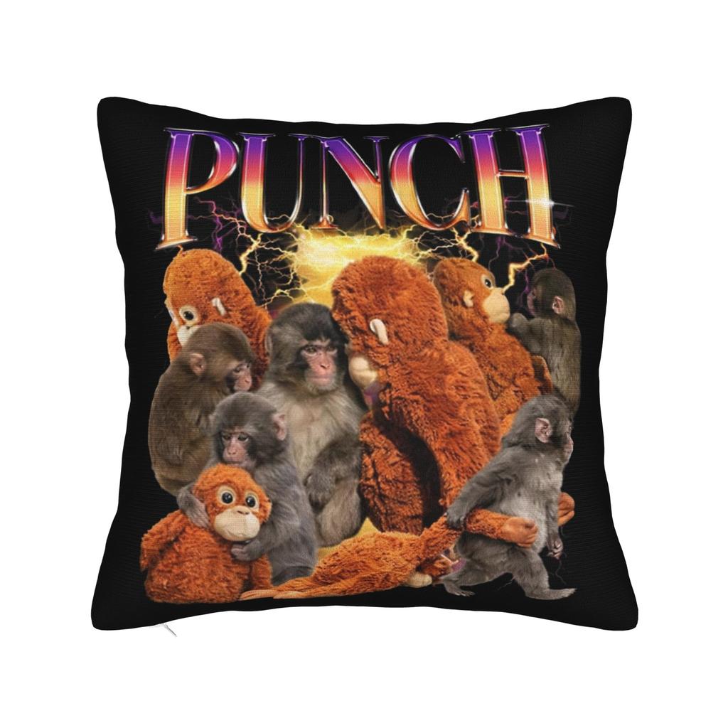 Baby Macaque Hugging Plush Cute Monkey Punch Pillowcase Polyester Cushion Cover Decorations Pillow Case Cover Sofa Square 40X40