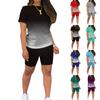 Летние комплекты из 2 предметов для женщин, футболки с короткими рукавами, брюки, шорты, спортивный костюм с градиентом цвета, спортивная одежда