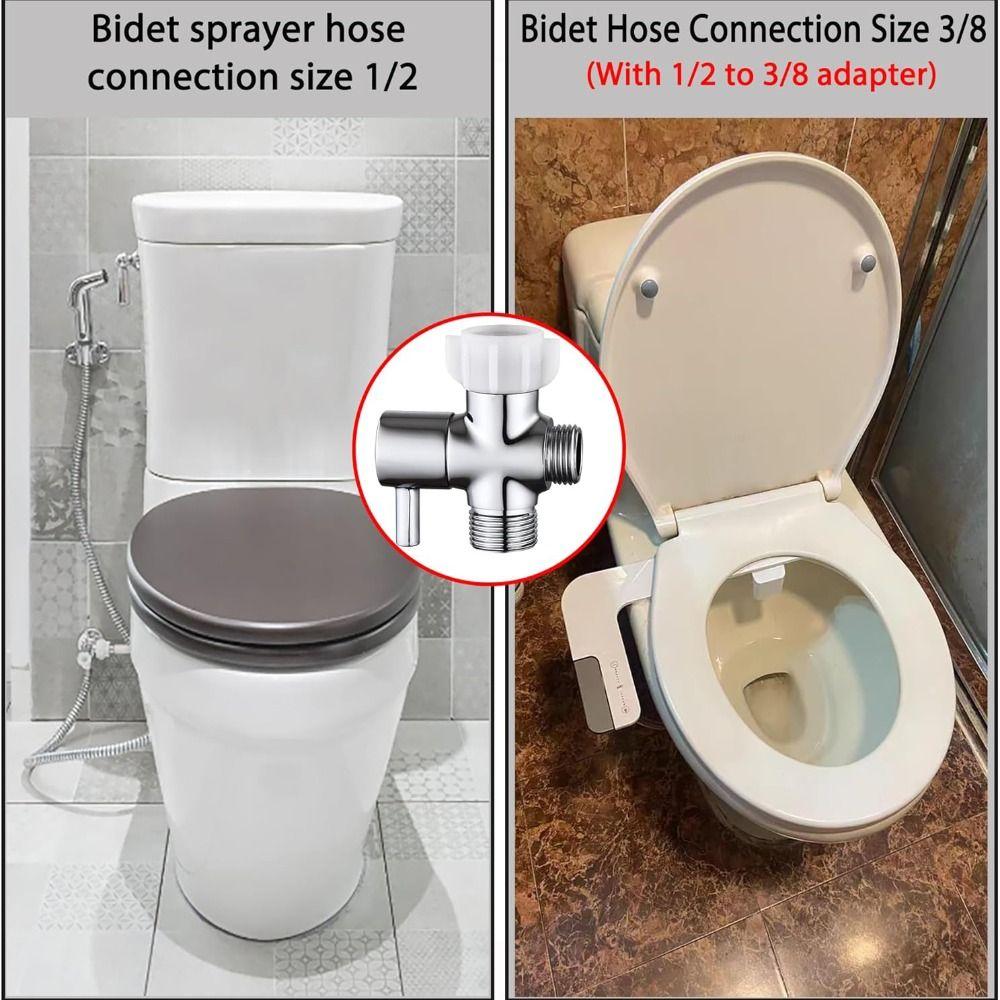 Shut-off Valve 3-Way T Valve Solid Brass Brass T Adapter Premium Tee Connector Handheld Toilet
