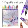 12-color Acrylic Paint Pen, Nail Graffiti Pen, DIY Quick-drying Dot Sewing Pen, Precision 3D Graffiti Nail Art Pen, Nail Art Pen Set, Quick-drying