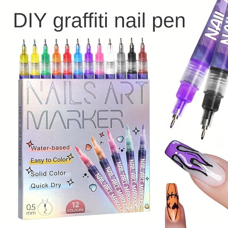 12-color Acrylic Paint Pen, Nail Graffiti Pen, DIY Quick-drying Dot Sewing Pen, Precision 3D Graffiti Nail Art Pen, Nail Art Pen Set, Quick-drying