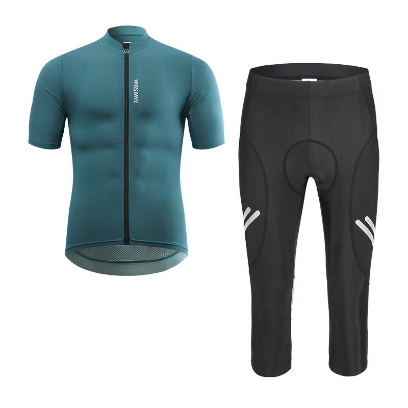 Wosawe Мужские трикотажные костюмы для велоспорта, дышащие топы, спортивная одежда, рубашки, летние комплекты, дышащие рукава, гелевые брюки 3/4, светоотражающие брюки