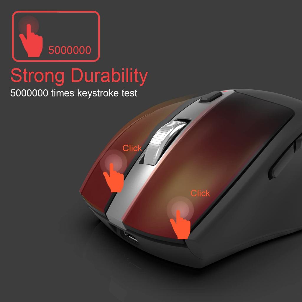 Беспроводная мышь Arteck с USB-приемником, эргономичным дизайном и бесшумным щелчком боковой кнопки, совместимая с компьютером Windows 2.4G, настольным компьютером, ПК, ноутбуком,