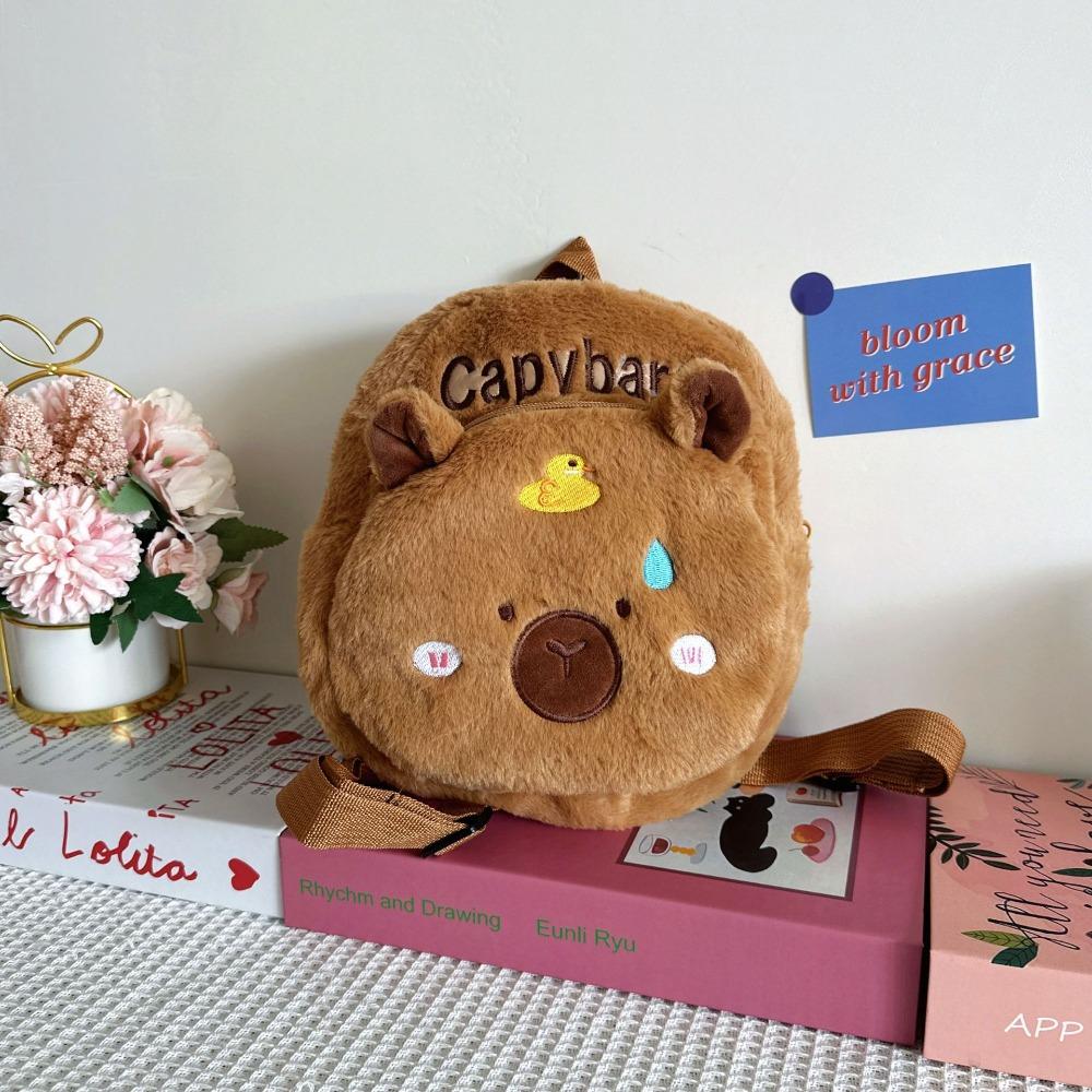 Вышитый Плюшевый Рюкзак Капибара PP Хлопок Большая Вместимость Школьная Сумка Мальчики