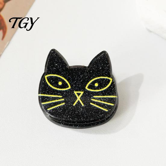 Festive Hair Decorations for Halloween Cartoon Clips Women Girls, Acrylic Glitter Pumpkin/Ghost/Bat/Cat Reliable Clamping Force Accessories,