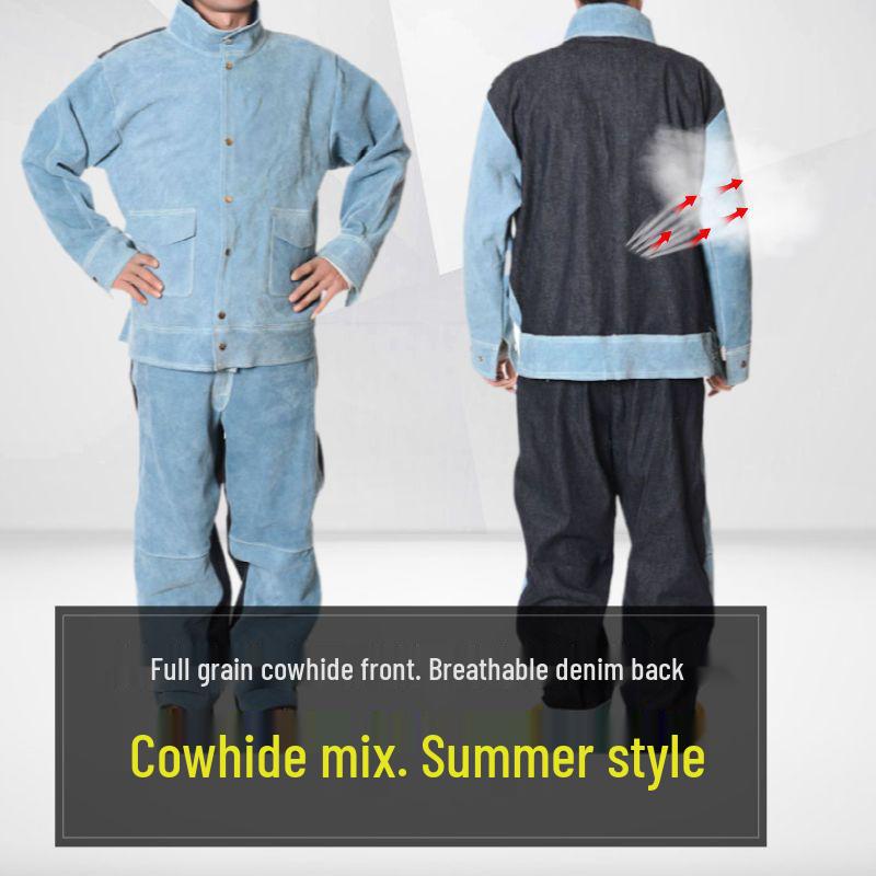 Anti-Scald Cowhide Welding Jacket: Leather & Cotton Protective Workwear