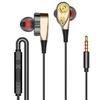 Double Moving Coil Headphones 3.5mm AUX With Mic Dynamic Headset In-Ear Music Gaming Sport Earbuds Bass Surround Shocking Sound