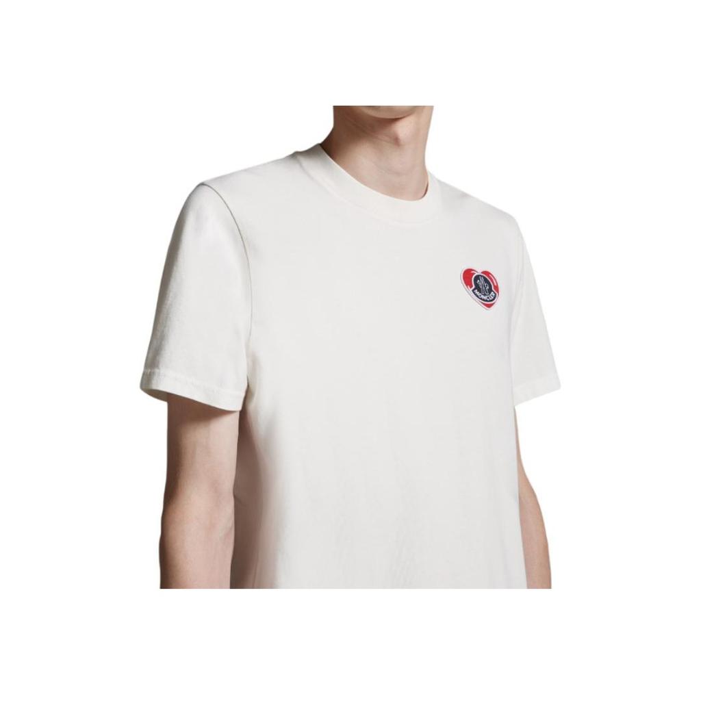 Moncler Мужская футболка с принтом логотипа, прямой крой, круглый вырез, короткий рукав, топ, белый I20918C000418390T034