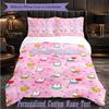 Personalized 3Pcs Bedding SetMiffy Custom Text Duvet Cover Pillowcase Set Bedroom Gift