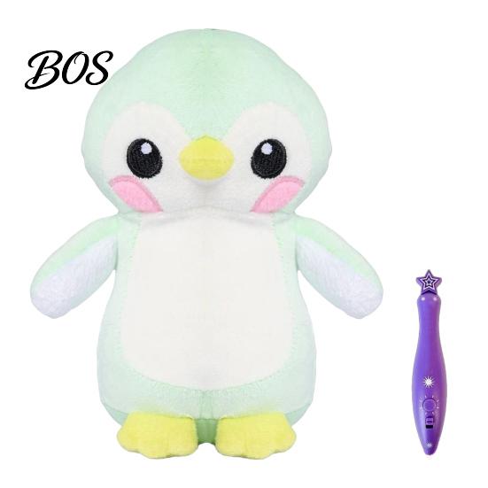 DIY Drawing Stuffed Doll Glow in The Dark Animal Toy with Light Pen, Luminous Fox Rabbit Kids Plush Bear Penguin Doll, Painting Glowing Plushie