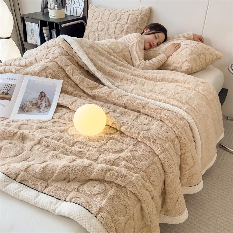 Плед из кораллового флиса с рисунком сердечек Осенне-зимний Уютный Утолщенный Теплый Плюшевый Плед для Кровати Пушистый Супермягкий Диванный Плед