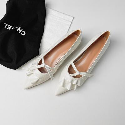 Женские универсальные туфли-лодочки детские на низком каблуке дышащие на плоской подошве с острым носком 2025 новая летняя модель с неглубоким вырезом и ремешком на подъеме