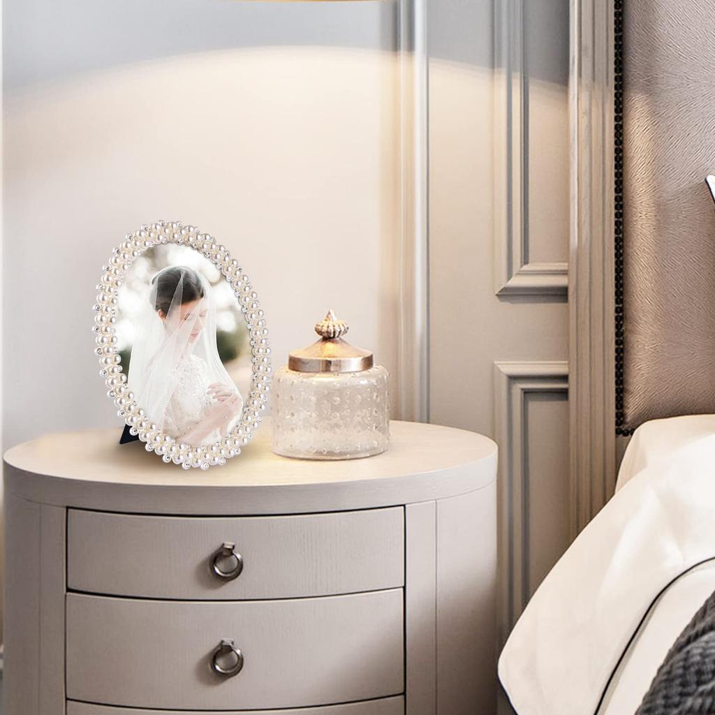 1 Pcs 6-inch 7-inch 8-inch 10-inch Pearl Frame Wedding Rhinestone European Style Desktop Frame, Family and Friends Gift Hom