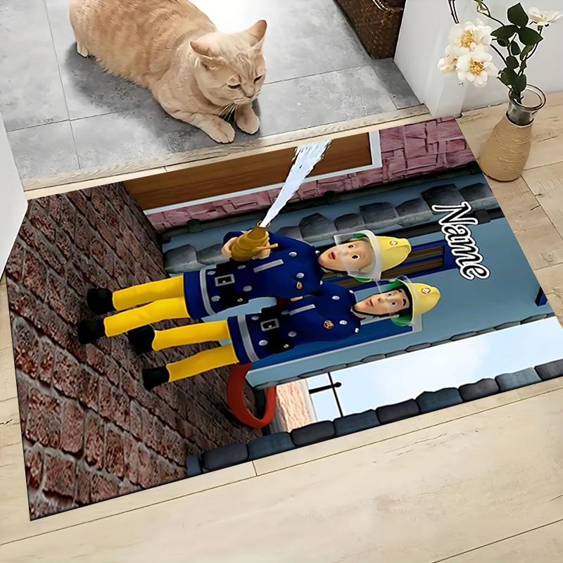 Custom Name Firefighters action. Carpet Rug Customizable Soft Washable Anti-Slip Home Living Room Sofa Mats Personalized Rug. 0909275