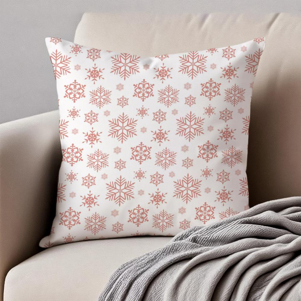 Christmas Snowflakes Cushion Cover Pillowcase Antidustmite Invisible Zipper Short Plush Sofa Cushion