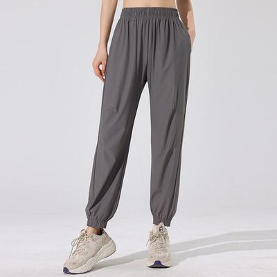 Женские свободные спортивные брюки для лета | Ультратонкие дышащие брюки для бега, йоги, фитнеса, быстросохнущие, с манжетами на щиколотках