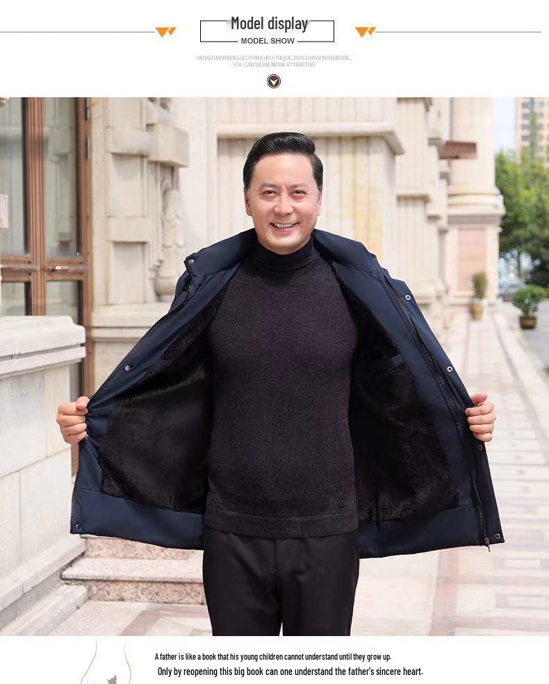 Мужская куртка с флисовой подкладкой и хлопковой набивкой: Теплое зимнее пальто для людей среднего и пожилого возраста