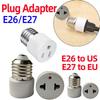 Light Socket To Plug Adapter EU/US E26/E27 Plug Connector Prong Outlet Plug Converter Fit for 2/3 Prong Convert for Porch Garage