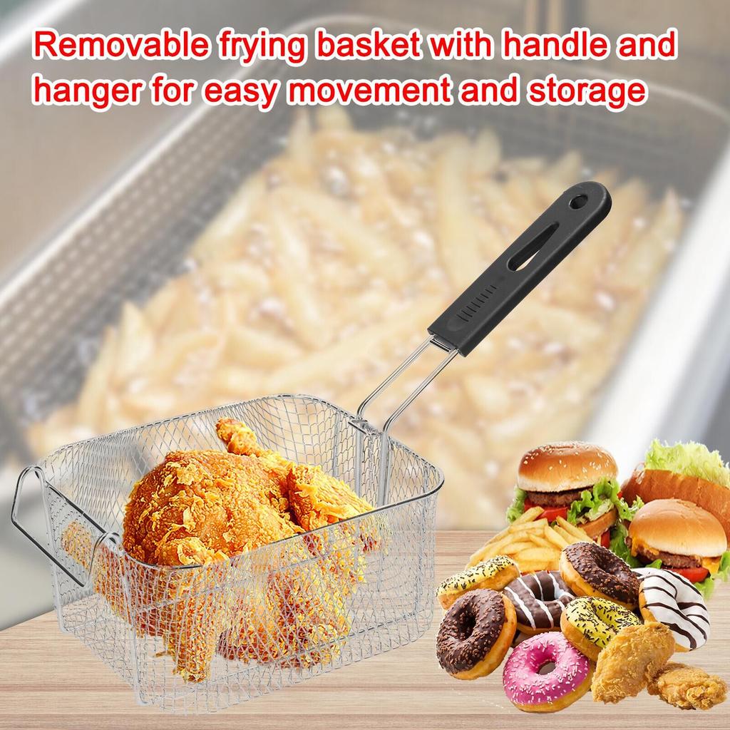 Aoresac Электрическая фритюрница объемом 6 л со съемной корзиной для фильтрации масла, 1700 Вт, нержавеющая сталь, автоматическая