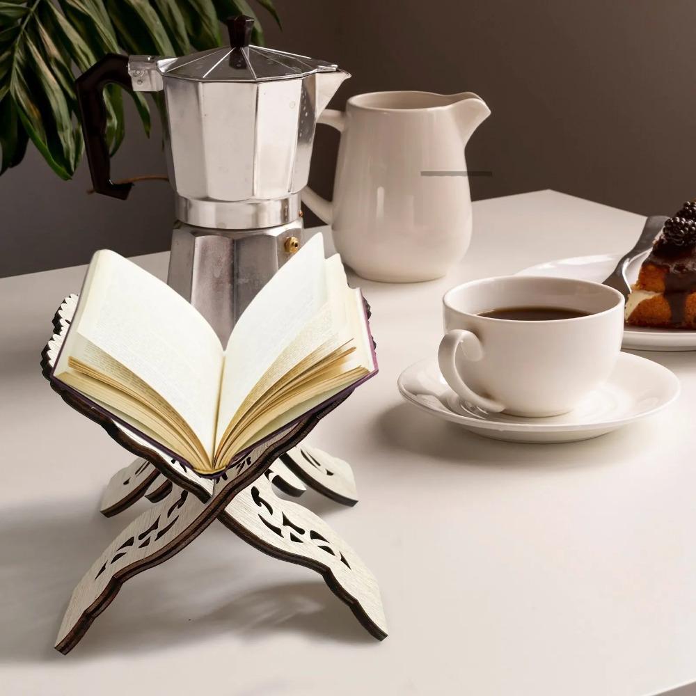 Wooden Book Shelf Holder Holy Prayer Book Stand Wooden Plaque Islamic Eid Ramadan Mubarak Home Decoration New Wood Centerpieces Small Bookshelves