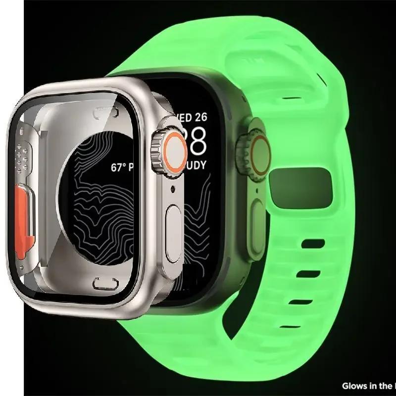 Чехол+Ремешок Для Apple Watch Ремешок 45мм 44мм 41 42 46мм Умный Силиконовый Браслет Iwatch Серия 5 6 Se 7 8 9 10 Заменить на Ультра Чехол
