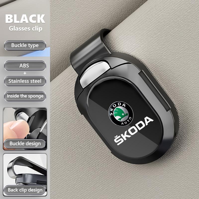 NSH4 Multifunctional card holder Car visor Glasses clip Accessorie For Skoda Rapid Octavia Derivative Enyaq-iV VisionS Yeti Scala