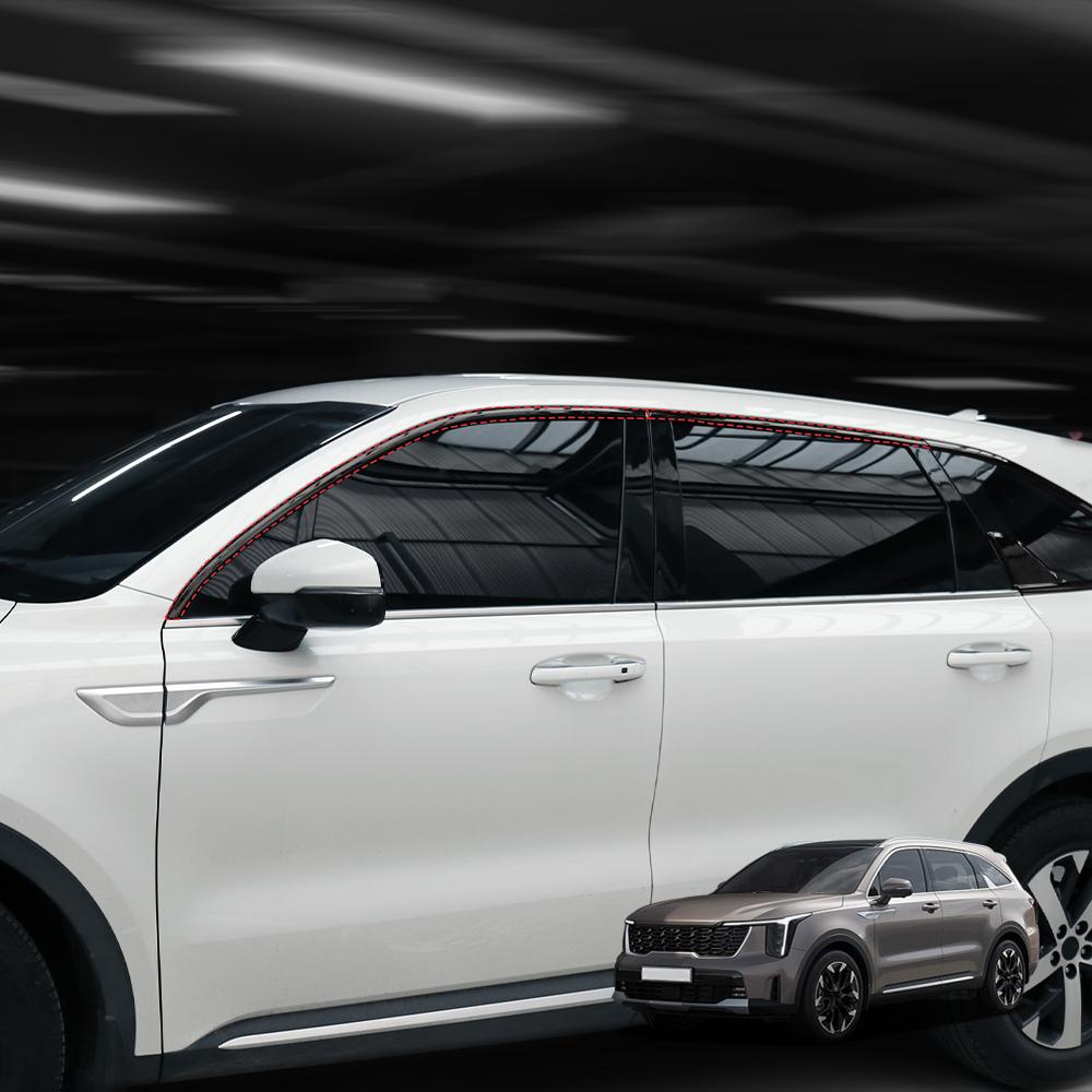 Для Kia Sorento MQ4 2021-2026 10 шт. ABS Декоративная полоска на окно автомобиля Кнопка Накладка на боковую панель Отделка Декоративная полоска на окно стойки D